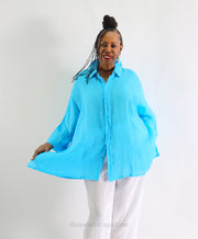 Join Button Front Linen Top - Essential Elements Chicago