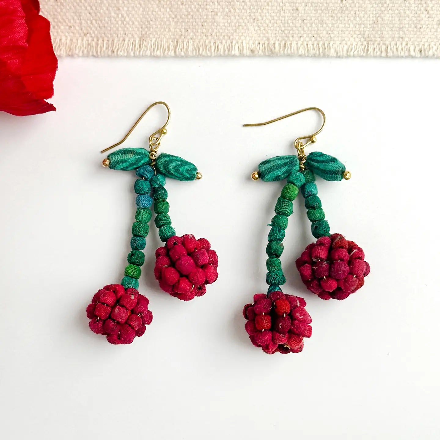 Kantha Cherry Earrings - Essential Elements Chicago