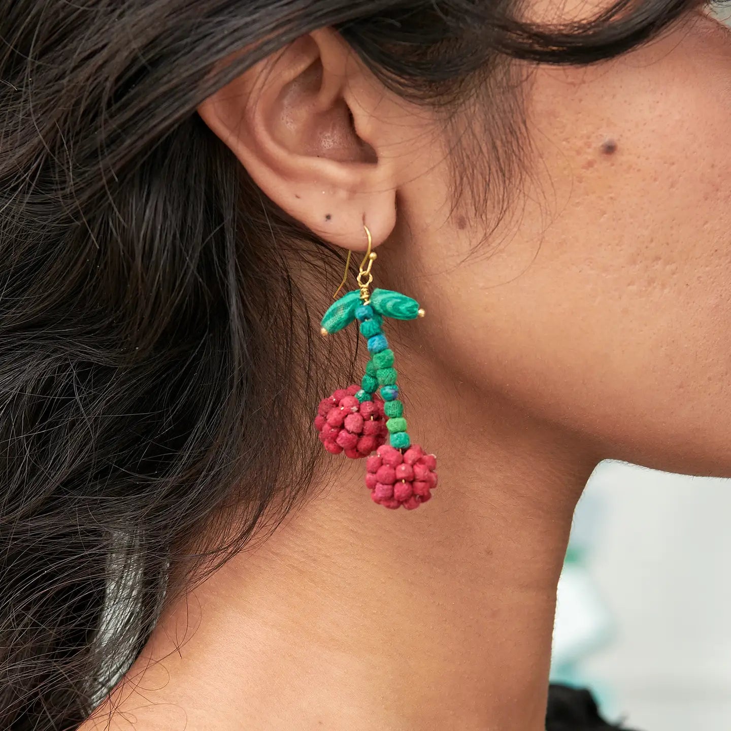 Kantha Cherry Earrings - Essential Elements Chicago