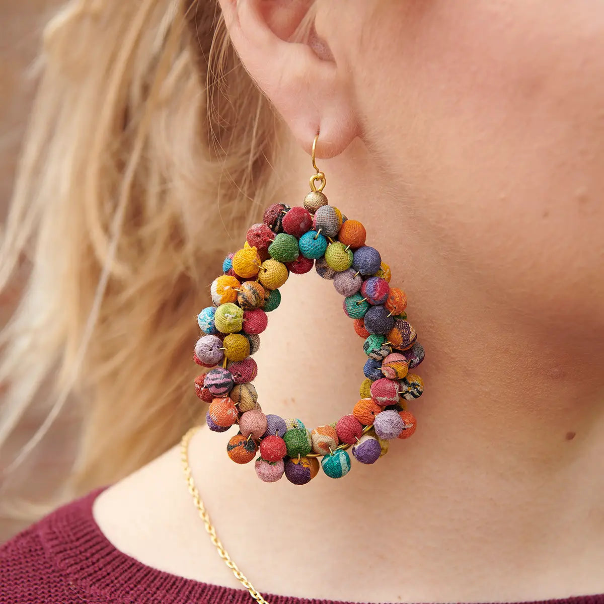 Kantha Teardrop Earrings - Essential Elements Chicago