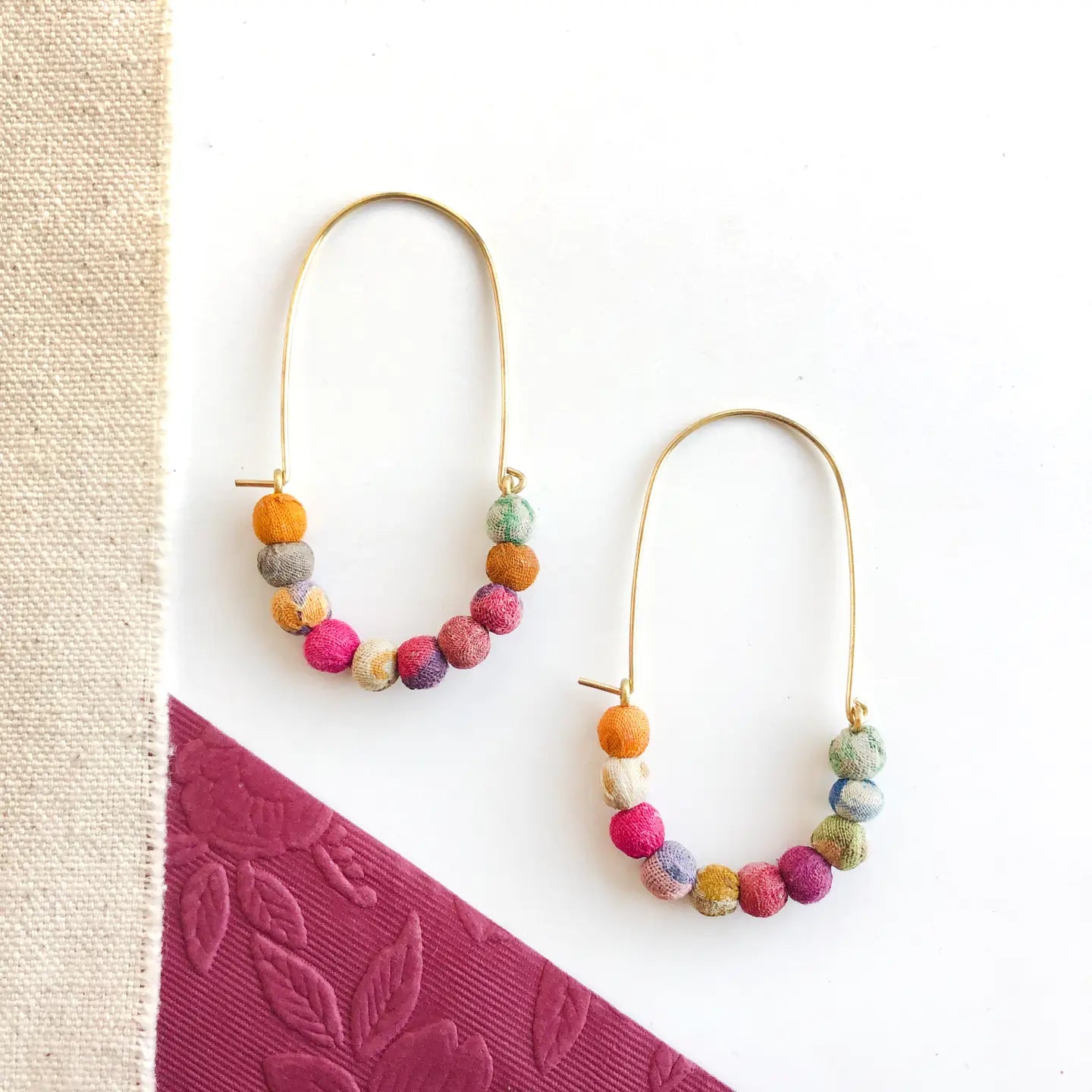 Kantha Wire Hoop Earrings - Essential Elements Chicago
