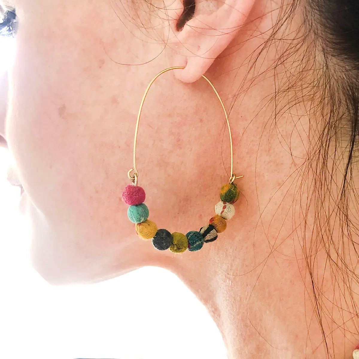 Kantha Wire Hoop Earrings - Essential Elements Chicago