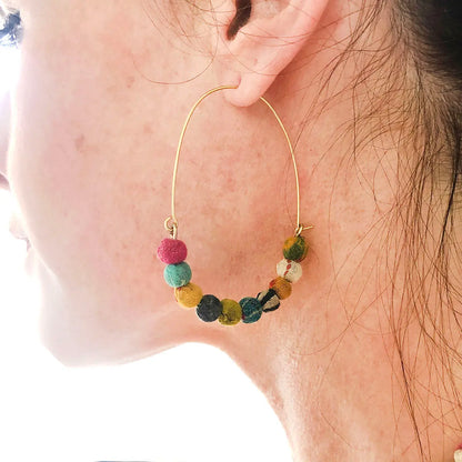Kantha Wire Hoop Earrings - Essential Elements Chicago