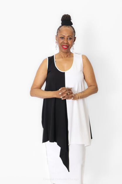 Kedem Sasson Cream Colorblock Top - Essential Elements Chicago