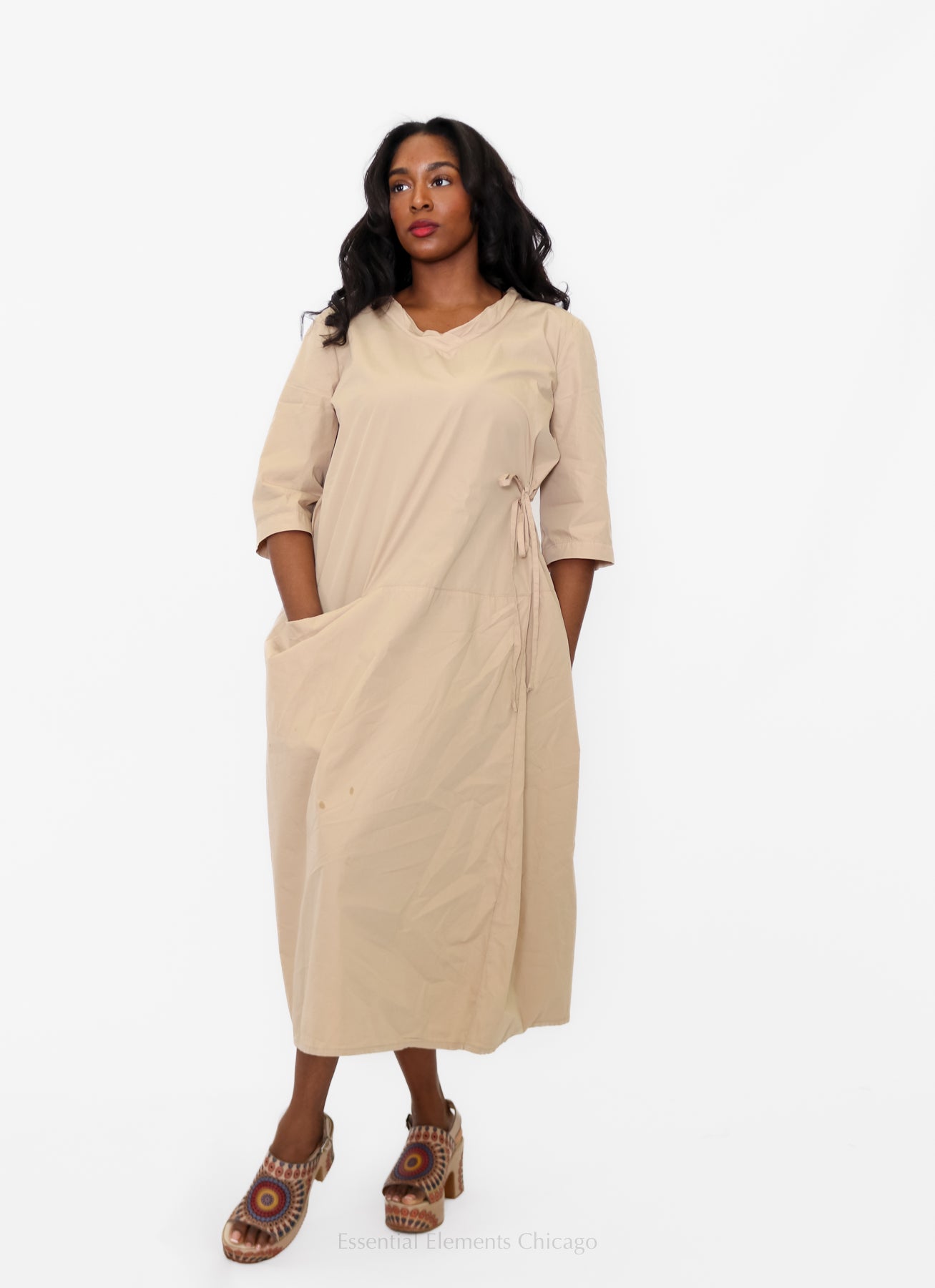 Kedziorek Cotton Dress, Sand - Essential Elements Chicago
