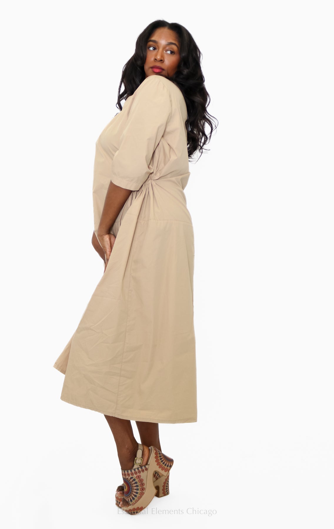 Kedziorek Cotton Dress, Sand - Essential Elements Chicago