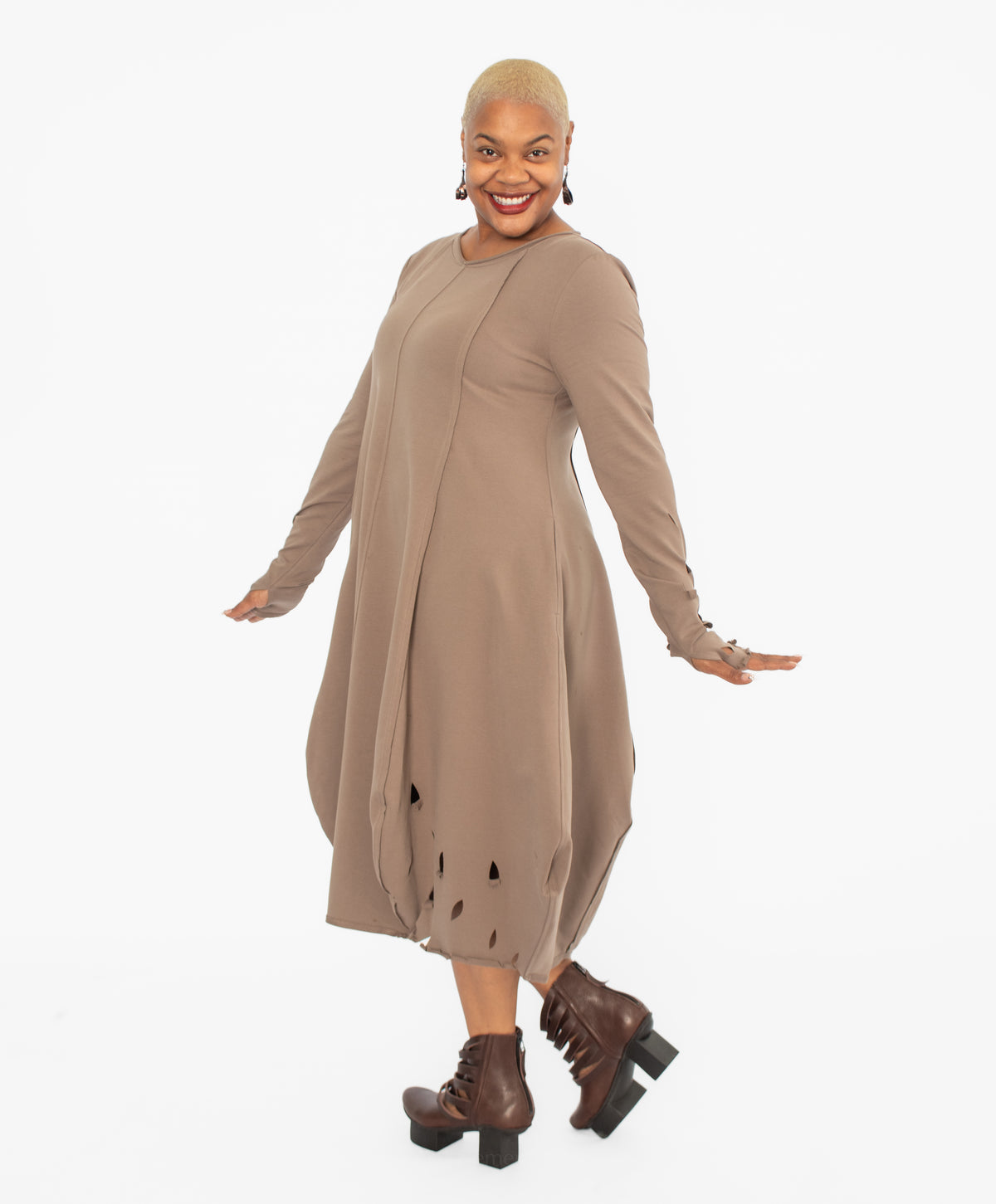 Kedziorek Tulip Dress, Taupe - Essential Elements Chicago