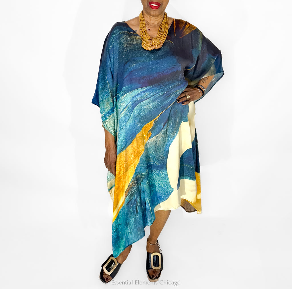 KikiSol Artisan Kaftan, Teal - Essential Elements Chicago