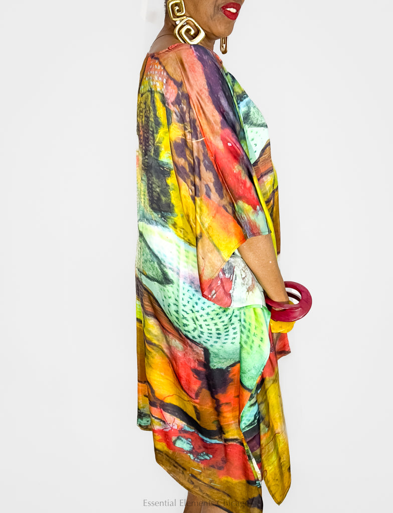 KikiSol Red Abstract Kaftan - Essential Elements Chicago