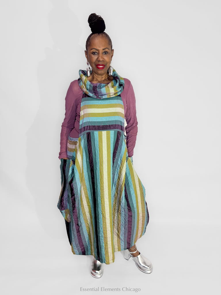 Kozan Avi Dress, Warm Stripes - Essential Elements Chicago