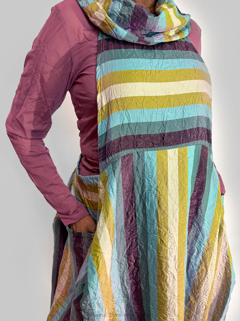 Kozan Avi Dress, Warm Stripes - Essential Elements Chicago