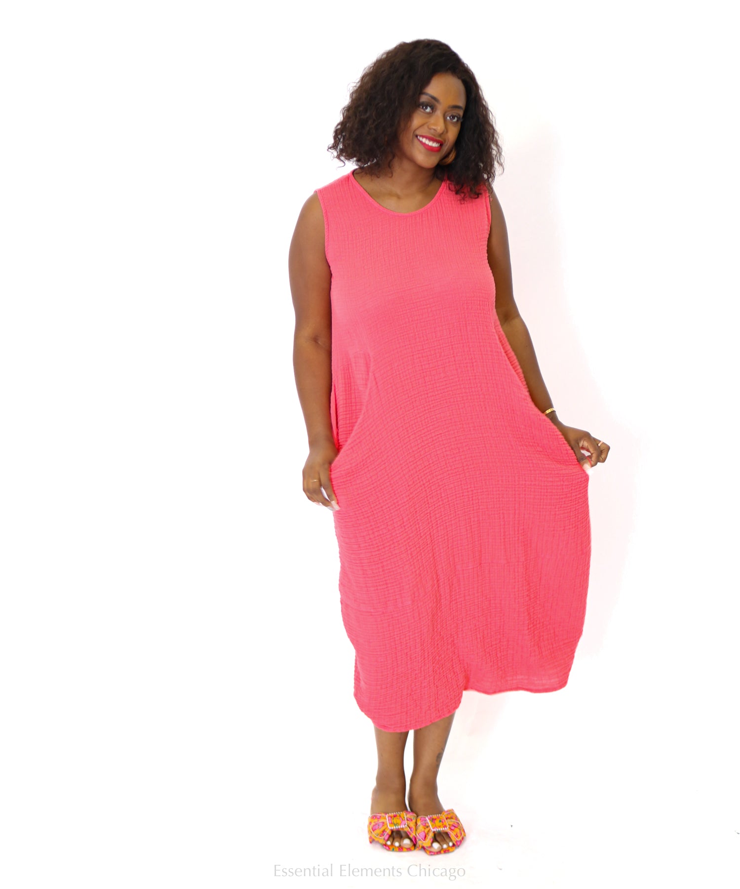 Kozan Heath Dress, Papaya - Essential Elements Chicago