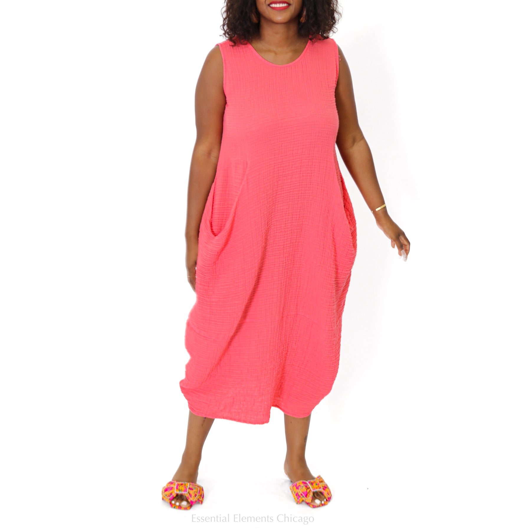 Kozan Heath Dress, Papaya - Essential Elements Chicago