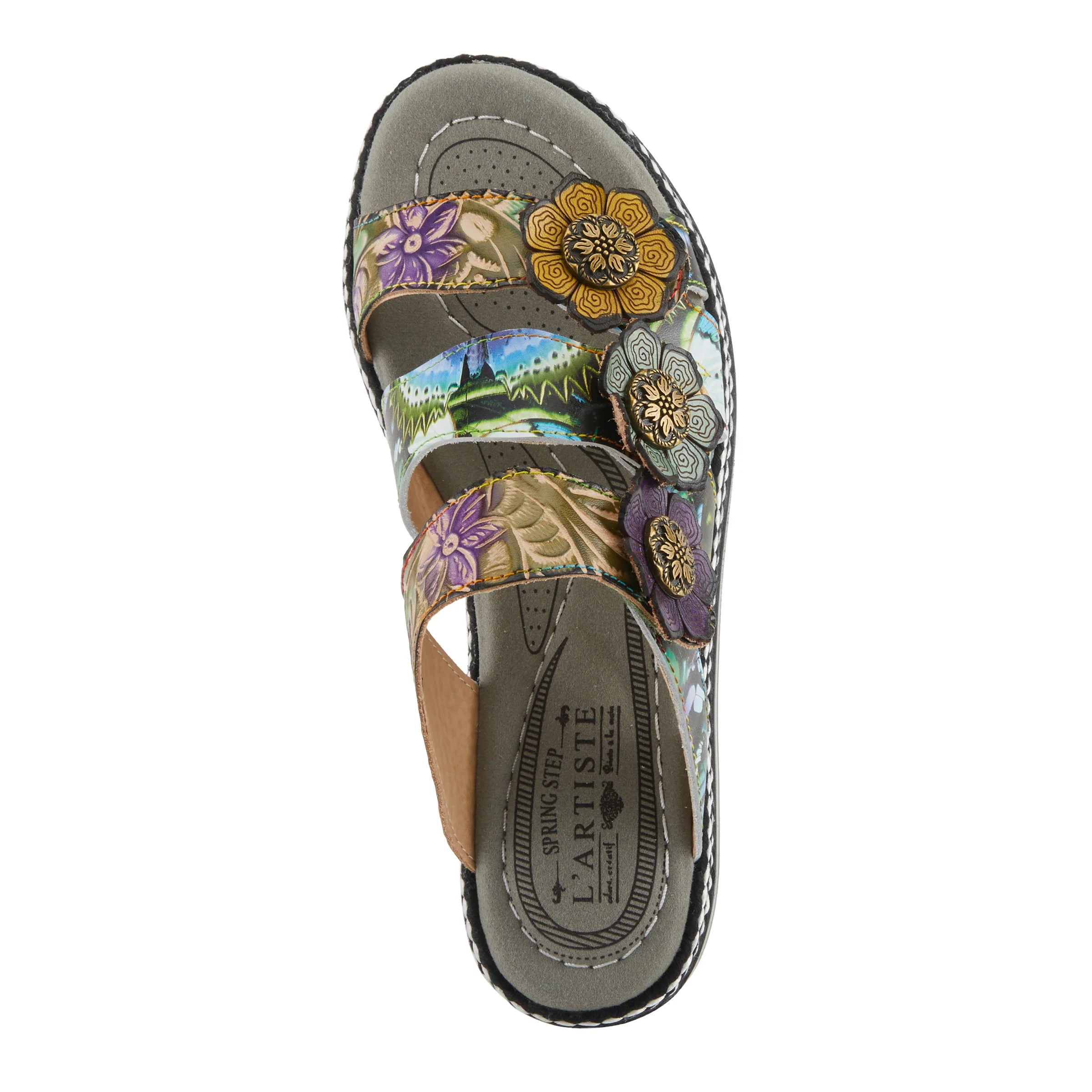 L'Artiste Naomi Monarch Sandals, Olive - Essential Elements Chicago