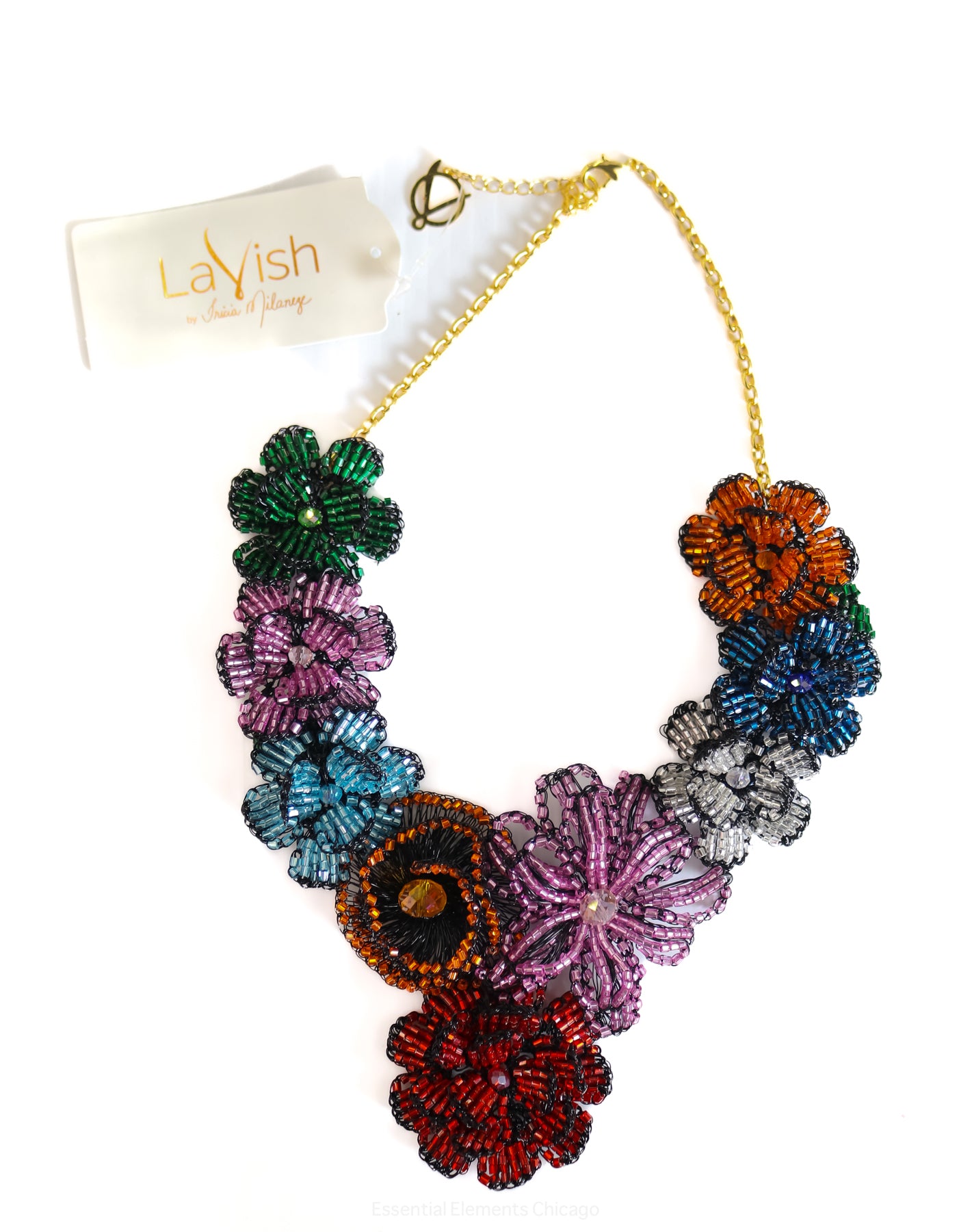 Lavish Multi Flower Bib Necklace - Essential Elements Chicago