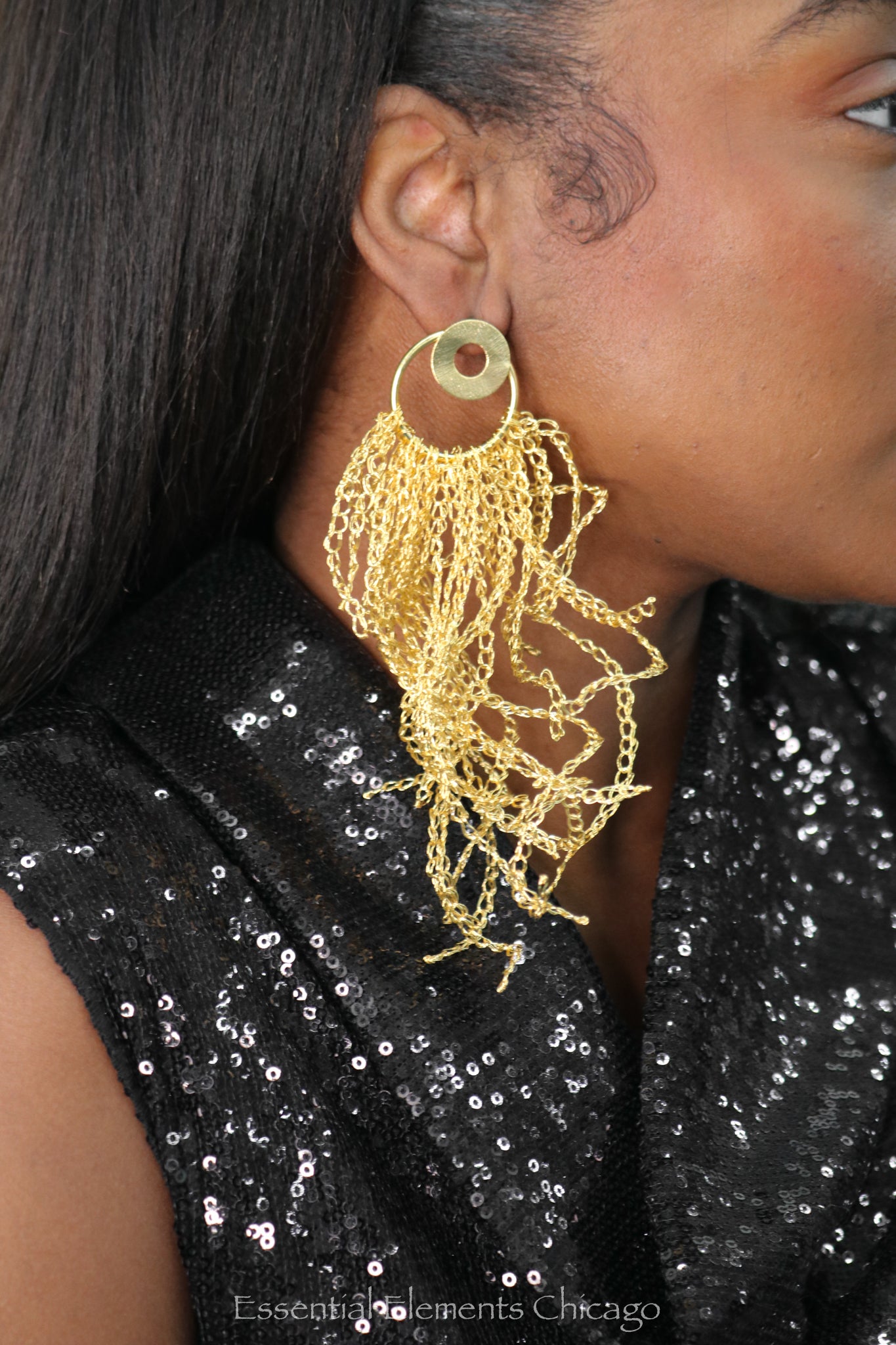 Lavish Rays Earring, Gold - Essential Elements Chicago