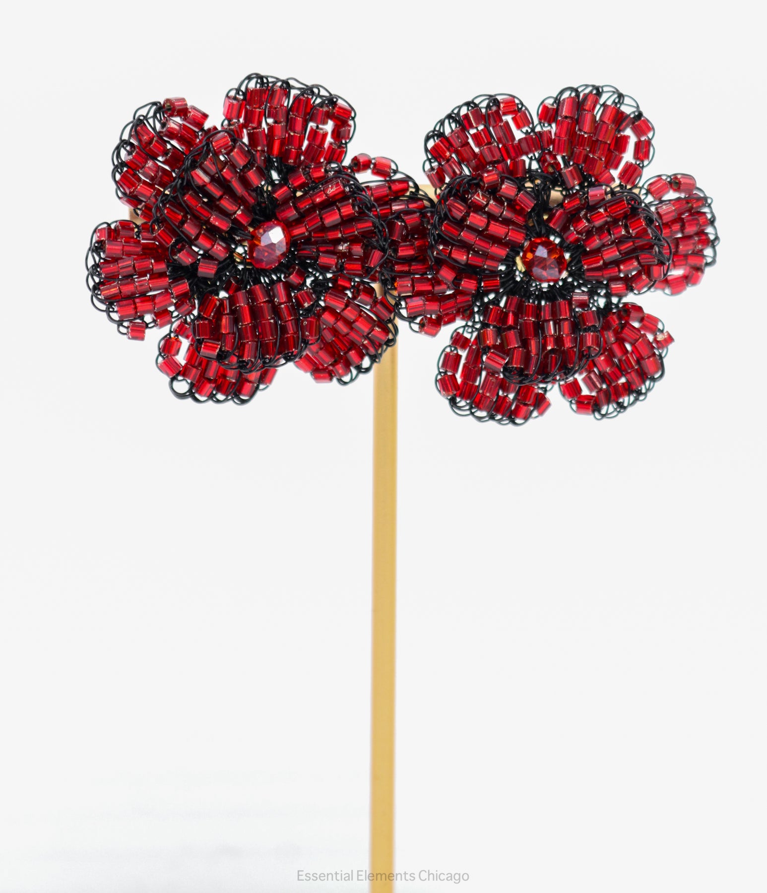 Lavish Red Flower Earring - Essential Elements Chicago