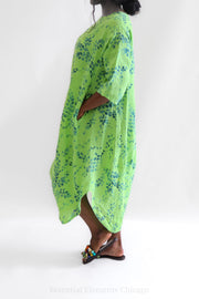 Lily Leaves Linen Dress, Green - Essential Elements Chicago