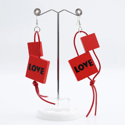 Jianhui Leatherette LOVE Earrings