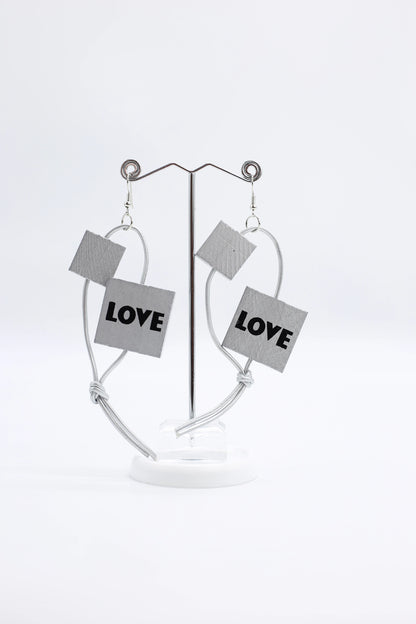 Jianhui Leatherette LOVE Earrings