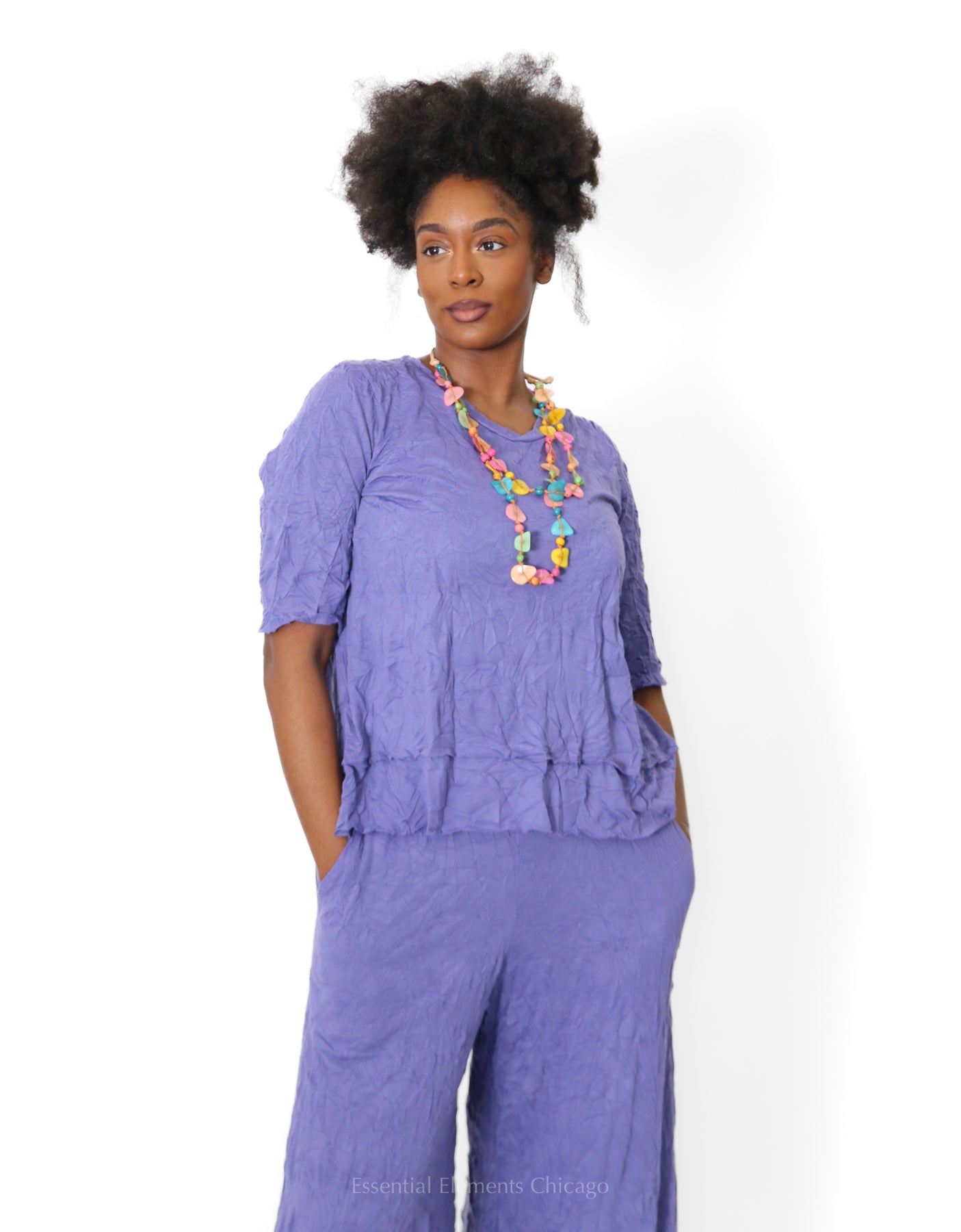 Luukaa Fusion Crinkle Top, Lilac - Essential Elements Chicago