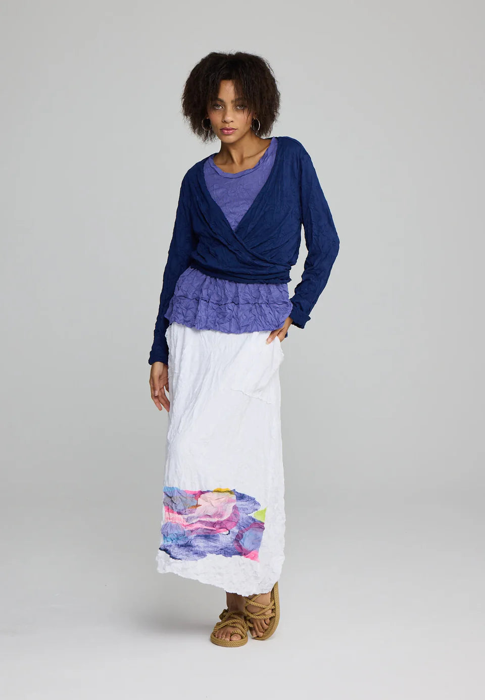 Luukaa Fusion Wrap Top, Navy - Essential Elements Chicago