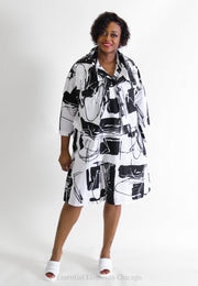 Luukaa Harmony Shirt Dress Blk/Wht Clothing - Tunic by Luukaa | Essential Elements Chicago