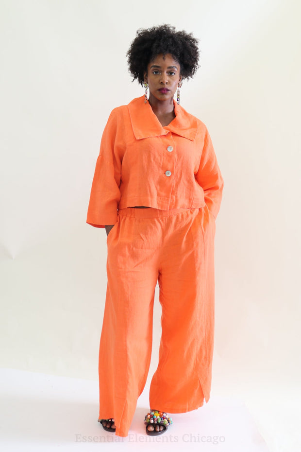 Luukaa Nature Linen Pants, Orange - Essential Elements Chicago