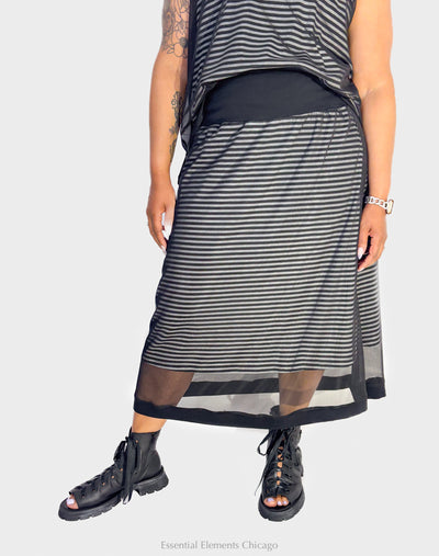 Luukaa Saphina Striped Mesh Skirt - Essential Elements Chicago