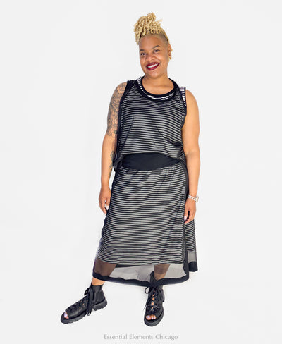 Luukaa Saphina Striped Mesh Skirt - Essential Elements Chicago