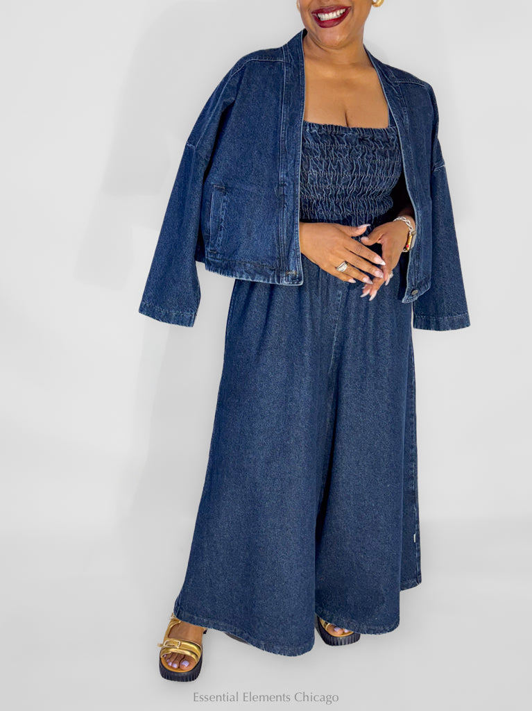 Luukaa Tatum Cropped Denim Jacket - Essential Elements Chicago