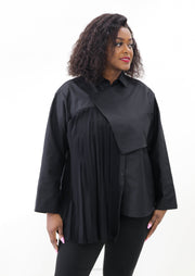 Luxe & Leather Asymmetrical  Chic Shirt - Essential Elements Chicago