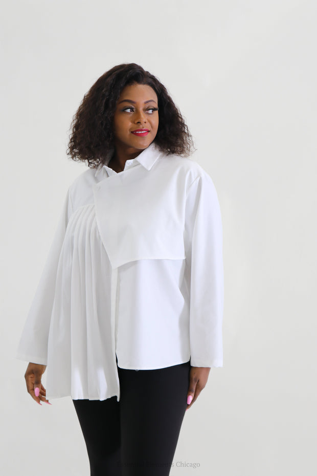 Luxe & Leather Asymmetrical  Chic Shirt - Essential Elements Chicago