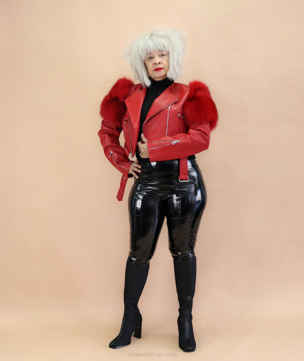 Luxe & Leather  Fox & Leather Crop Moto Jacket - Essential Elements Chicago