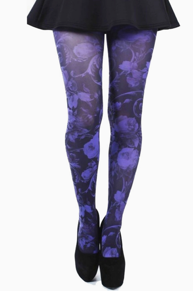 Malka Chic Purple Floral Tights - Essential Elements Chicago