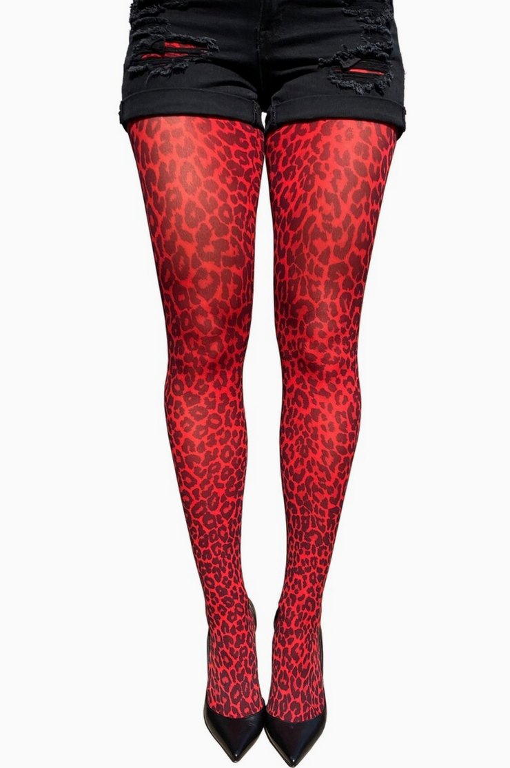 Malka Chic Red Leopard Tights - Essential Elements Chicago