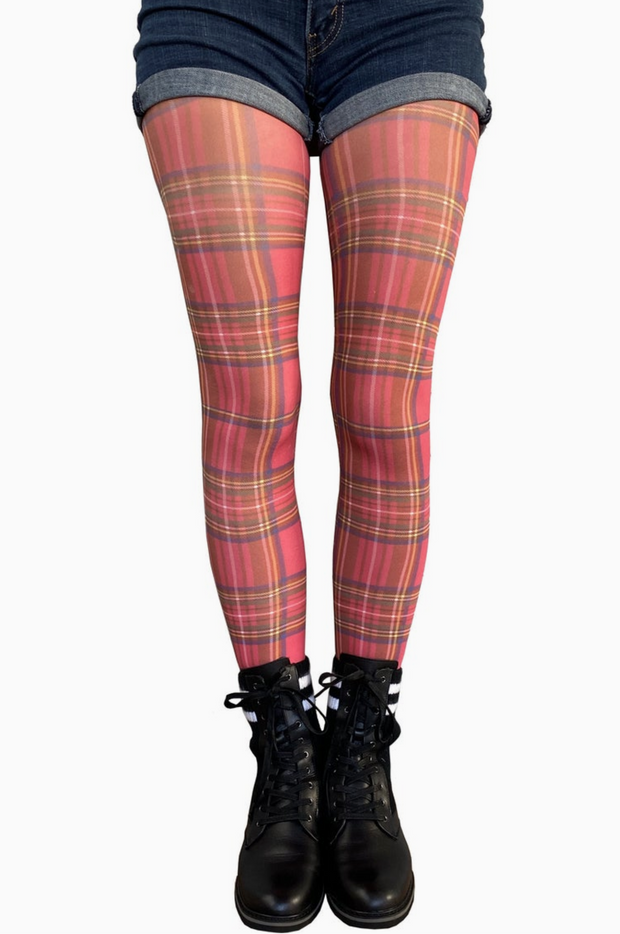 Malka Chic Red Plaid Tights - Essential Elements Chicago