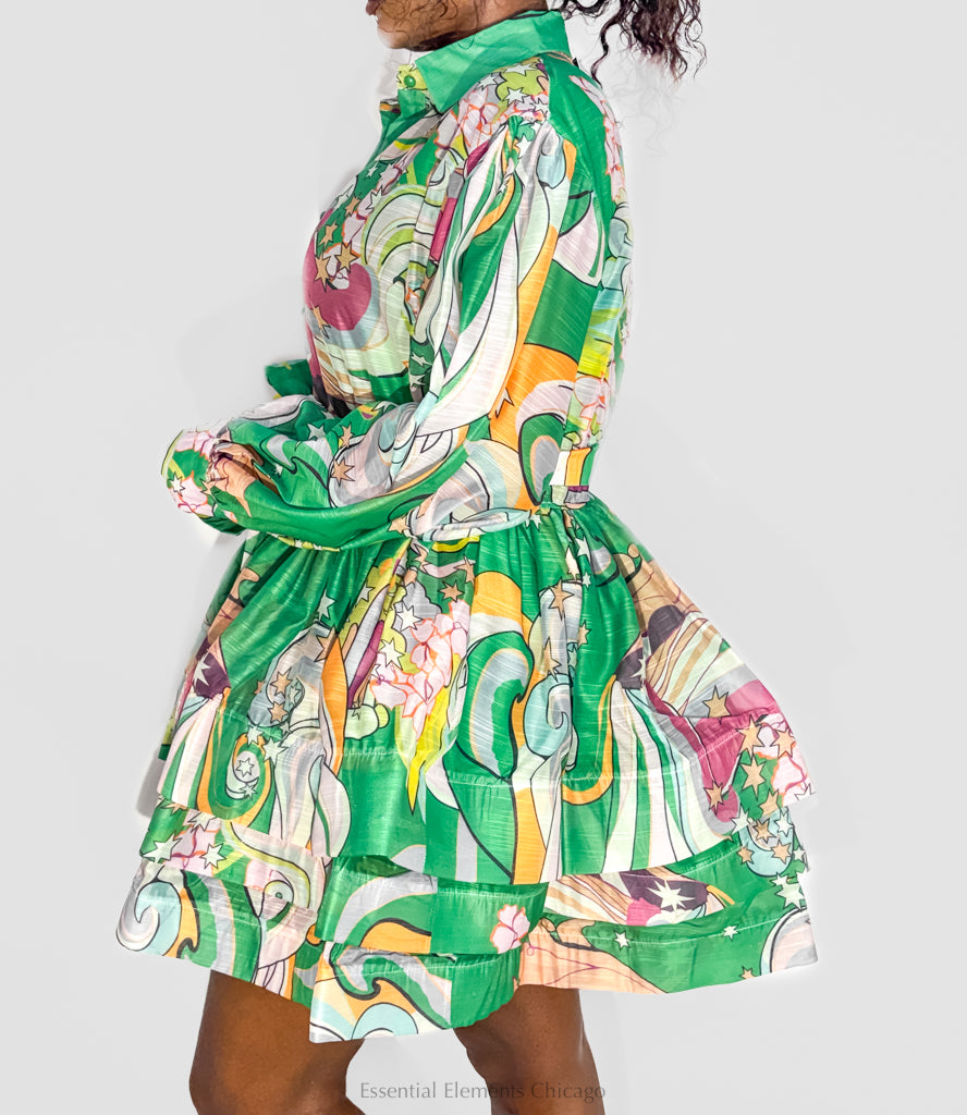 Mini Layers Dress, Green