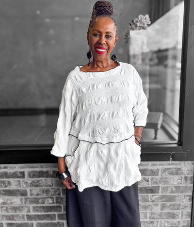 Moonlight Big Popcorn Tunic, White - Essential Elements Chicago