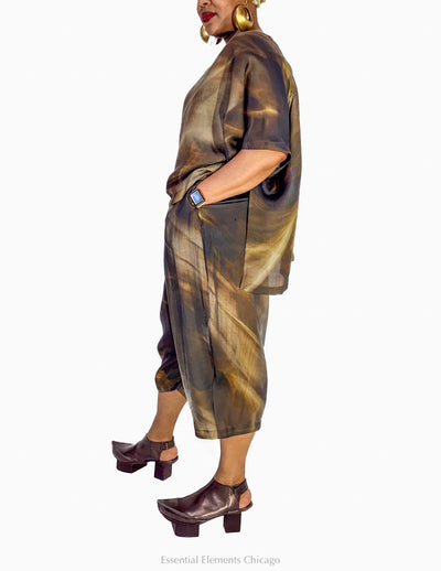 Moyuru Fluid Pants, Brown - Essential Elements Chicago