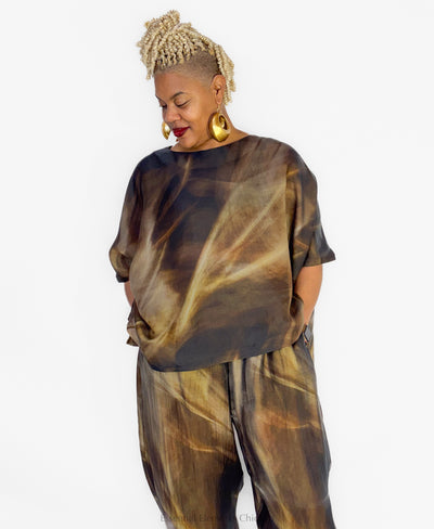 Moyuru Fluid Top, Brown - Essential Elements Chicago