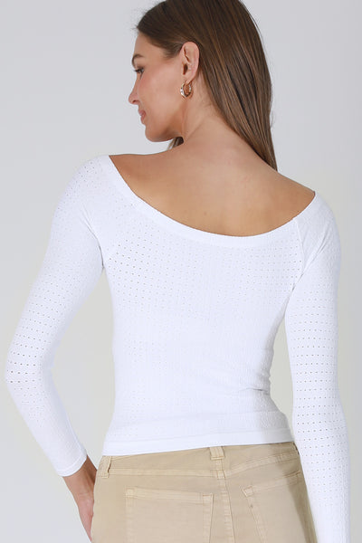 Niki Biki Waffle Off-The-Shoulder Top - Essential Elements Chicago