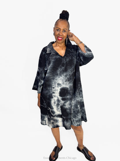 Oh My Gauze Shelly Dress, Marble Black - Essential Elements Chicago