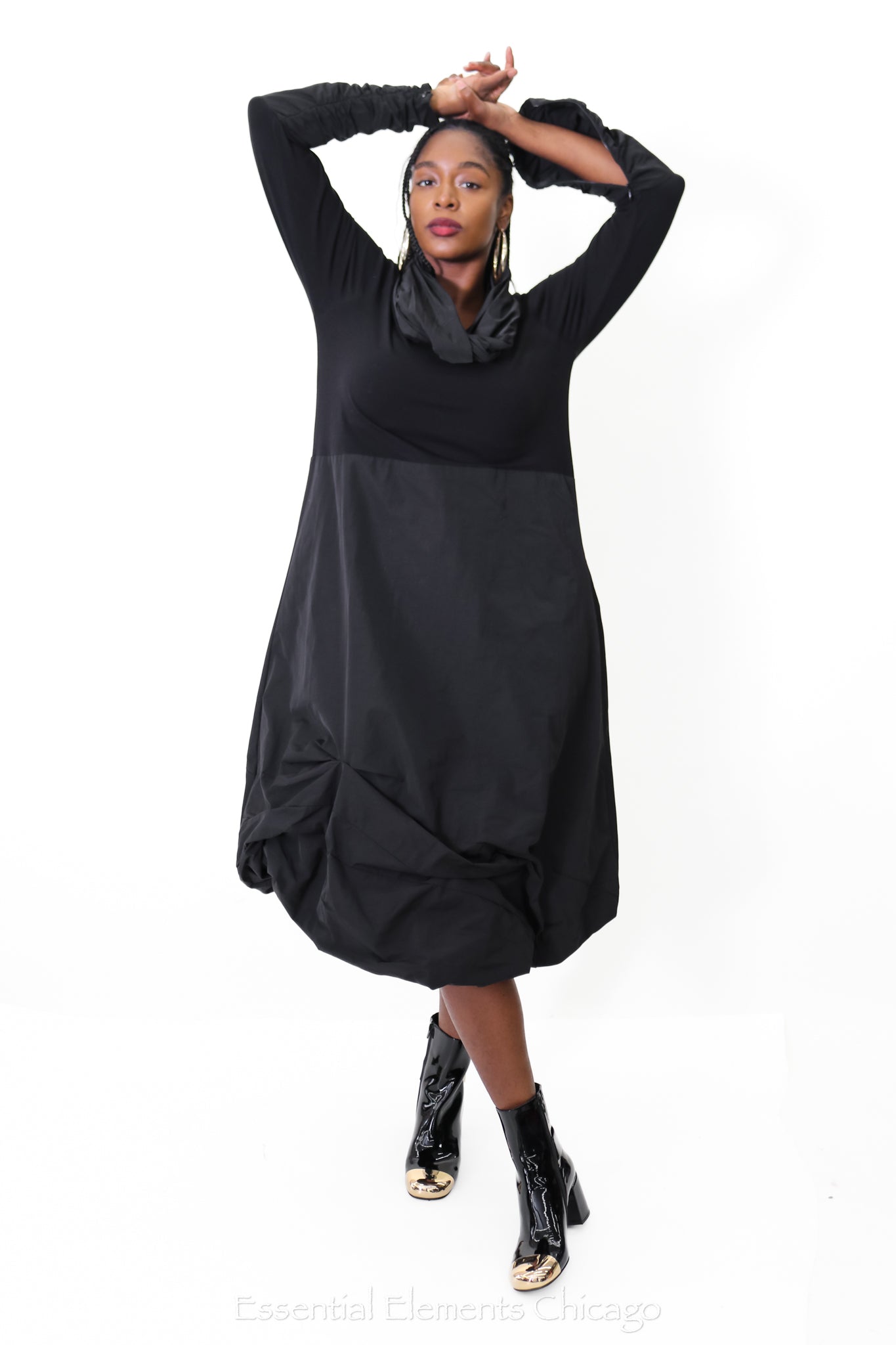 Ozai N Ku Gathered Dress & Cowl - Essential Elements Chicago