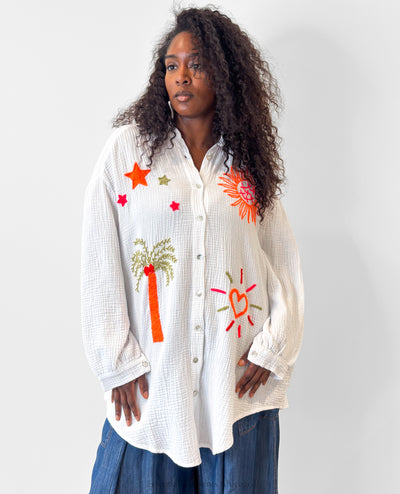 Palm Paradise Oversized Shirt - Essential Elements Chicago