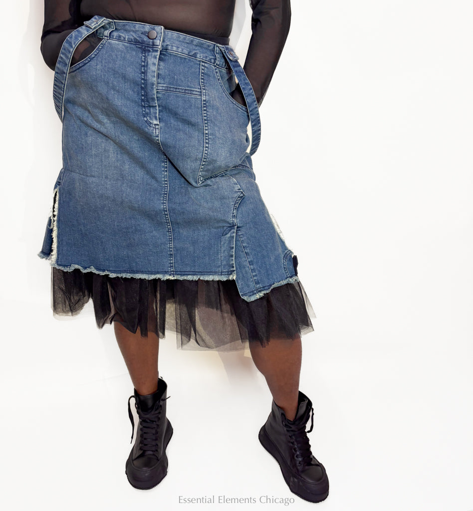 Pluslavie Denim & Mesh Skirt - Essential Elements Chicago