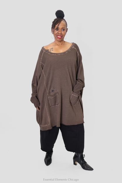 Pluslavie New Wide Long Sweater - Chocolate - Essential Elements Chicago
