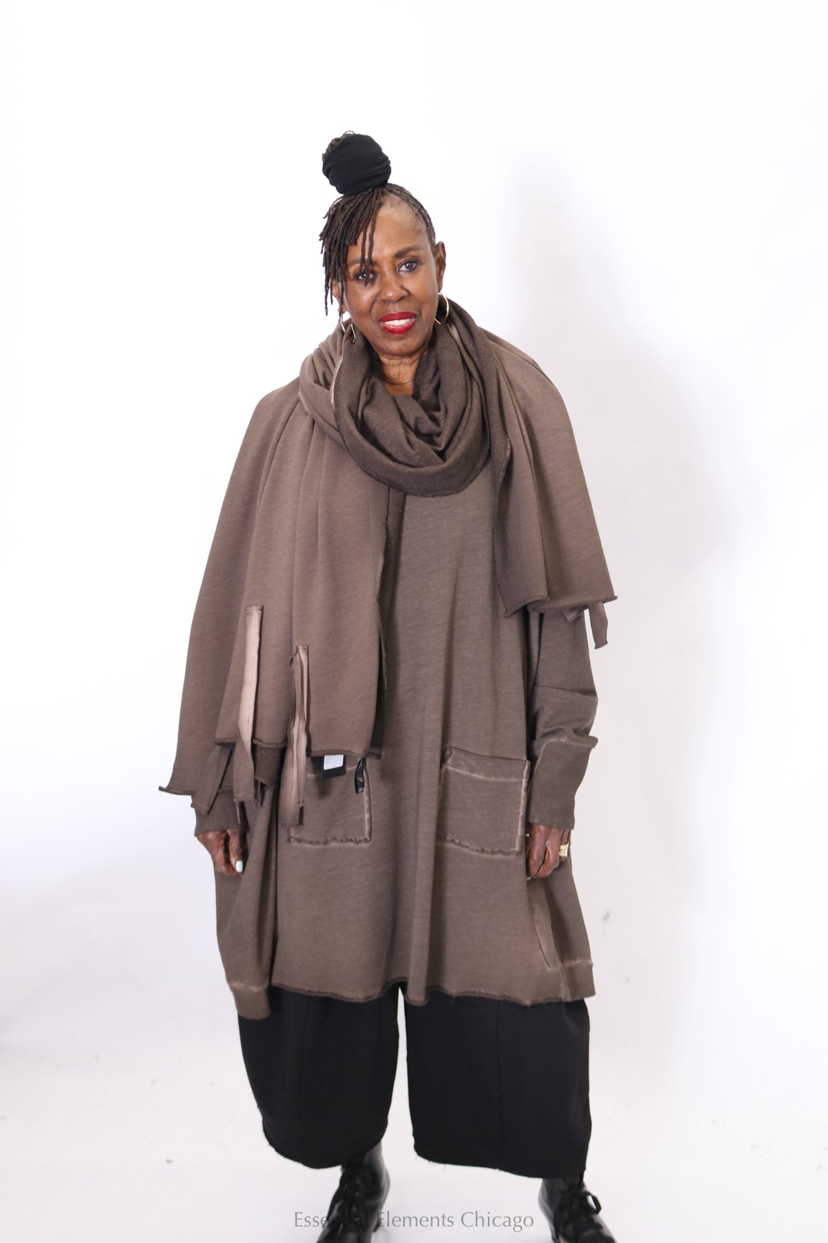 Pluslavie New Wide Long Sweater - Chocolate - Essential Elements Chicago