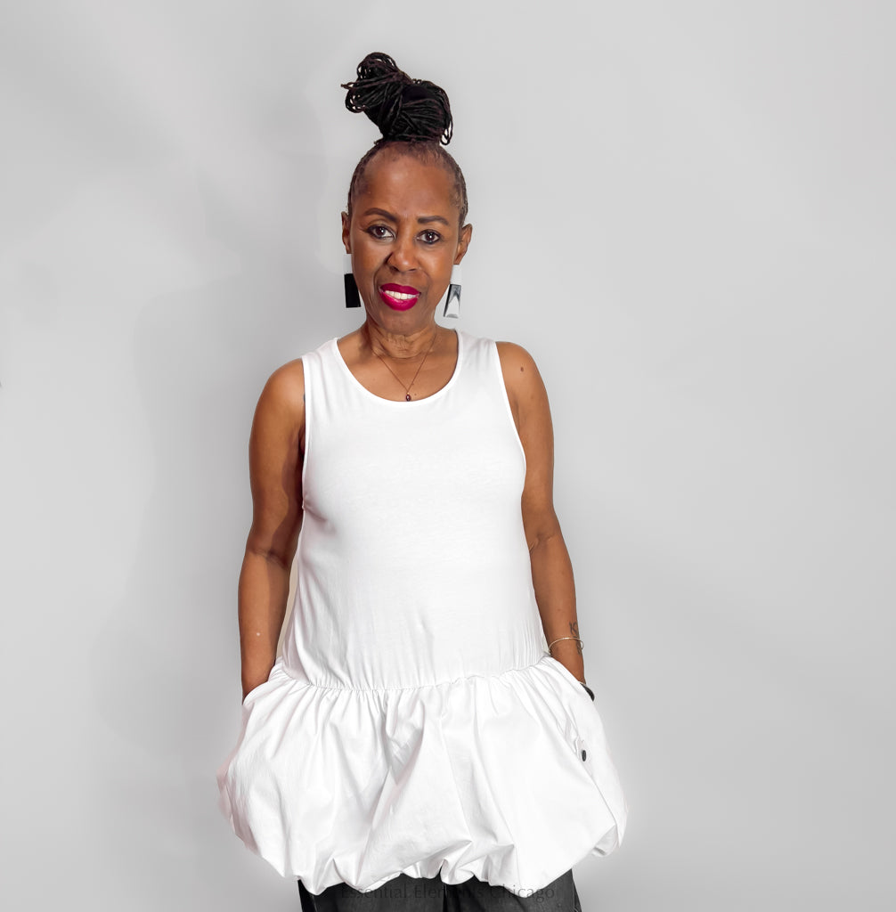 Pluslavie Racer Top, White - Essential Elements Chicago