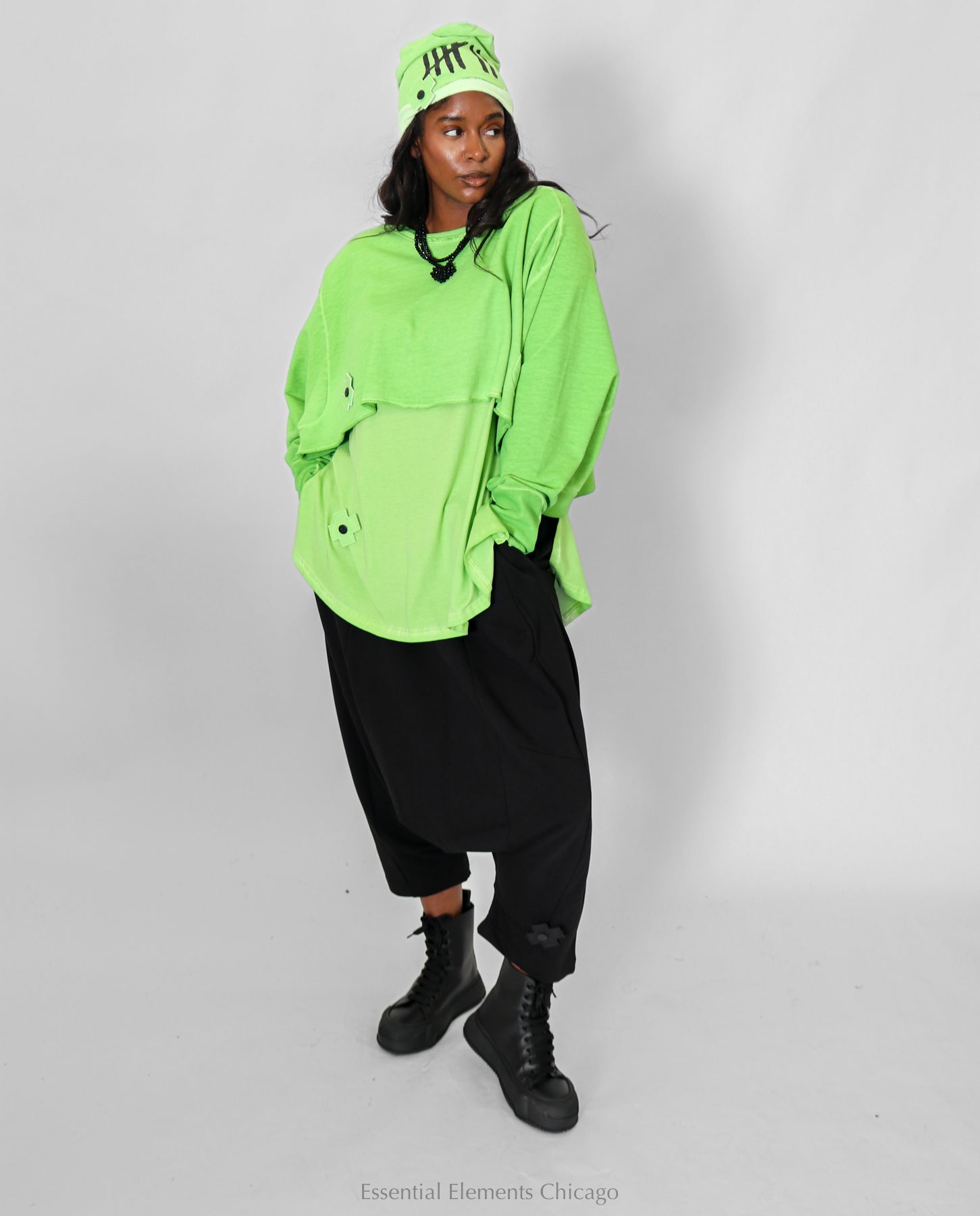 Pluslavie Wide Short Sweater - Pistachio - Essential Elements Chicago